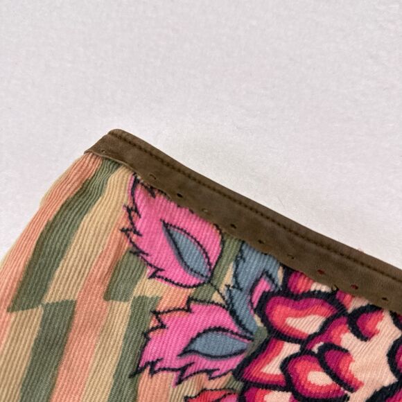 Anthropologie Elevenses Y2K Midi Skirt Size 2 Tan Pink Floral Butterfly Striped - Picture 5 of 8